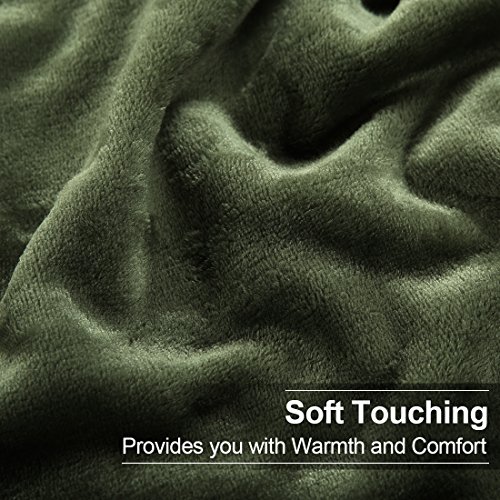 Soft Travel Size Blanket All Season Warm Fuzzy Microplush Lightweight Thermal Fleece Blankets for Couch Bed Sofa,Throw,50x61 Inches,Olive Green