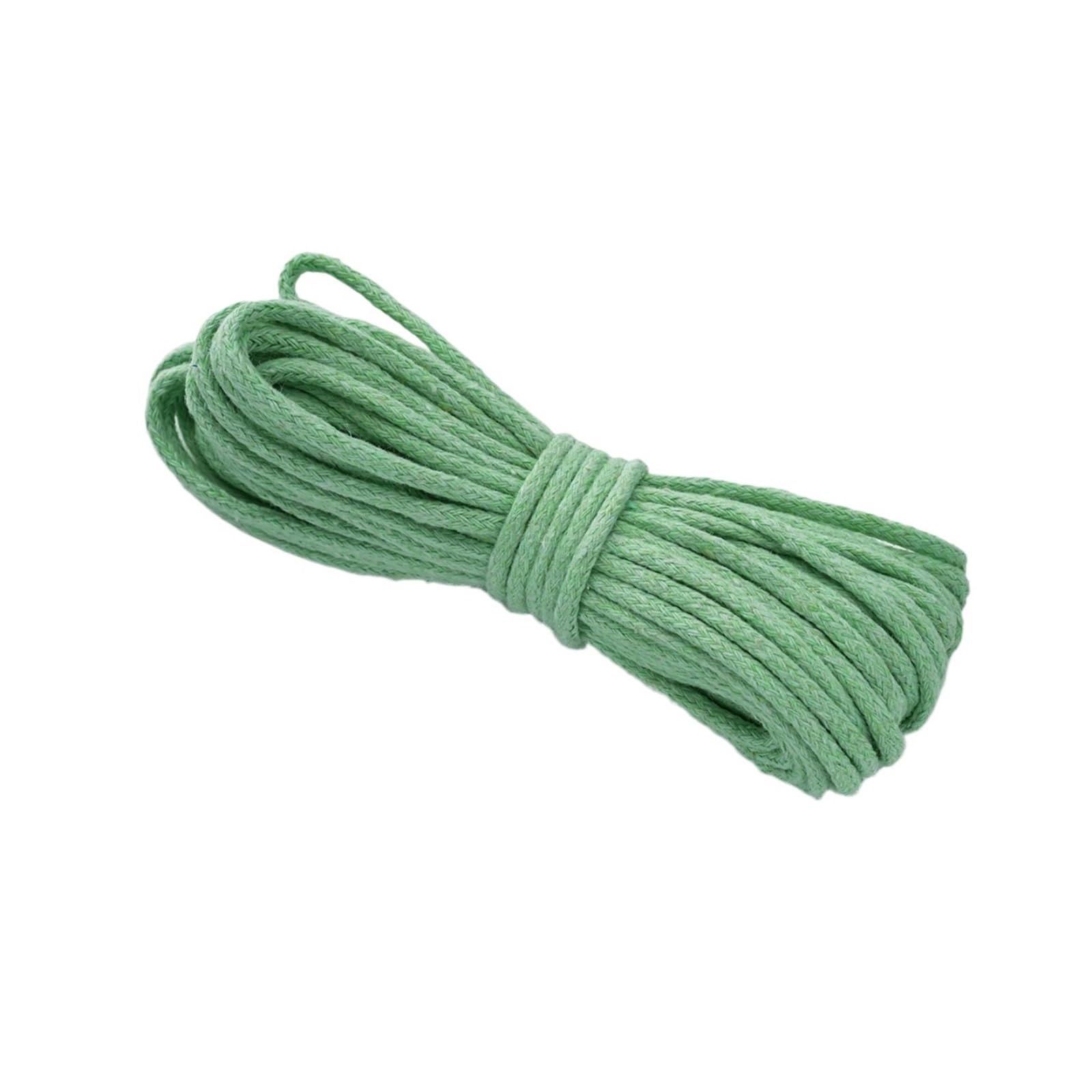 Cotton Macrame Cord 10Meters/roll 3.0mm Braided Cord for Cotton Macrame Rope Crochet Weaving Knitting Small Bundle Packs DIY(Green)