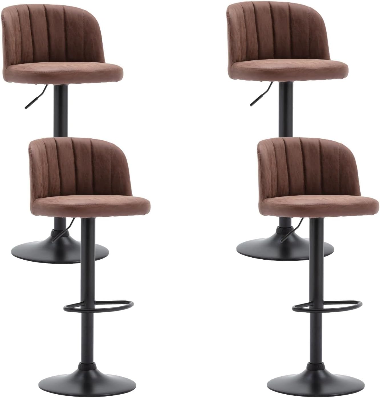 Wahson Set of 4 Bar Stools PU Leather Breakfast Counter Chairs with