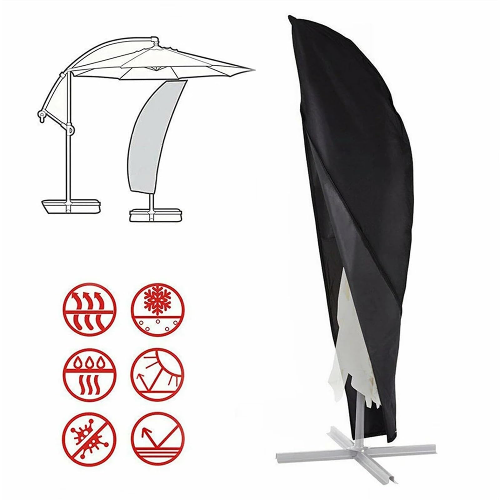 Schutzhülle für Sonnenschirm Outdoor Terrasse Regenschirm Wasserdichte Schutzhülle Mit Zipper for Garten Cantilever Sonnenschirm Regenschirme Fall(265cm)