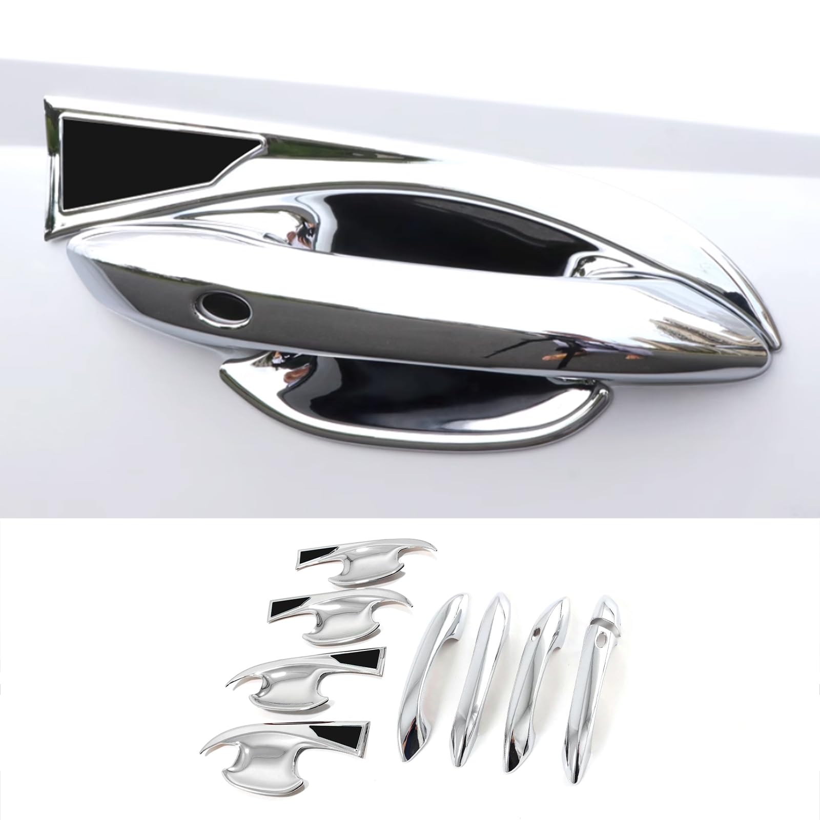 Photo 1 of KELEIMAI Car Accessories Fit for Hyundai Tucson 2026 2025 2024 2023 2022 Exterior Door Handle and Door Handle Bowl Cover Trims (Chrome) 9PCS ABS