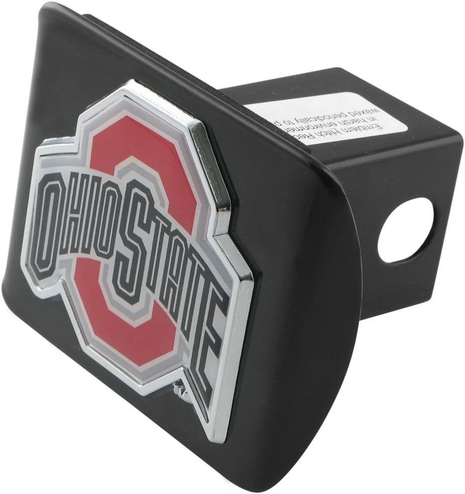 Ohio State University Buckeyes"Black with Color"O" Emblem" Metal Trailer Hitch Cover Fits 2 Inch Auto Car Truck Receiver with NCAA College Sports Logo