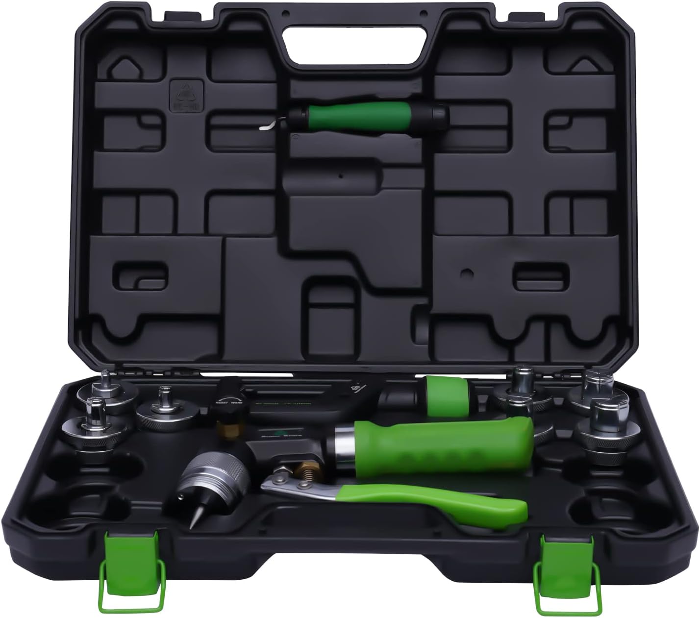 Hydraulic Tube Expander Compact Hydraulic Swaging Tool Kit Tube Cutter for Copper Tubing Expanding Deburring Tool and 7 Expander Heads for 3/8 to 1-1/8 Inches Copper Pipes