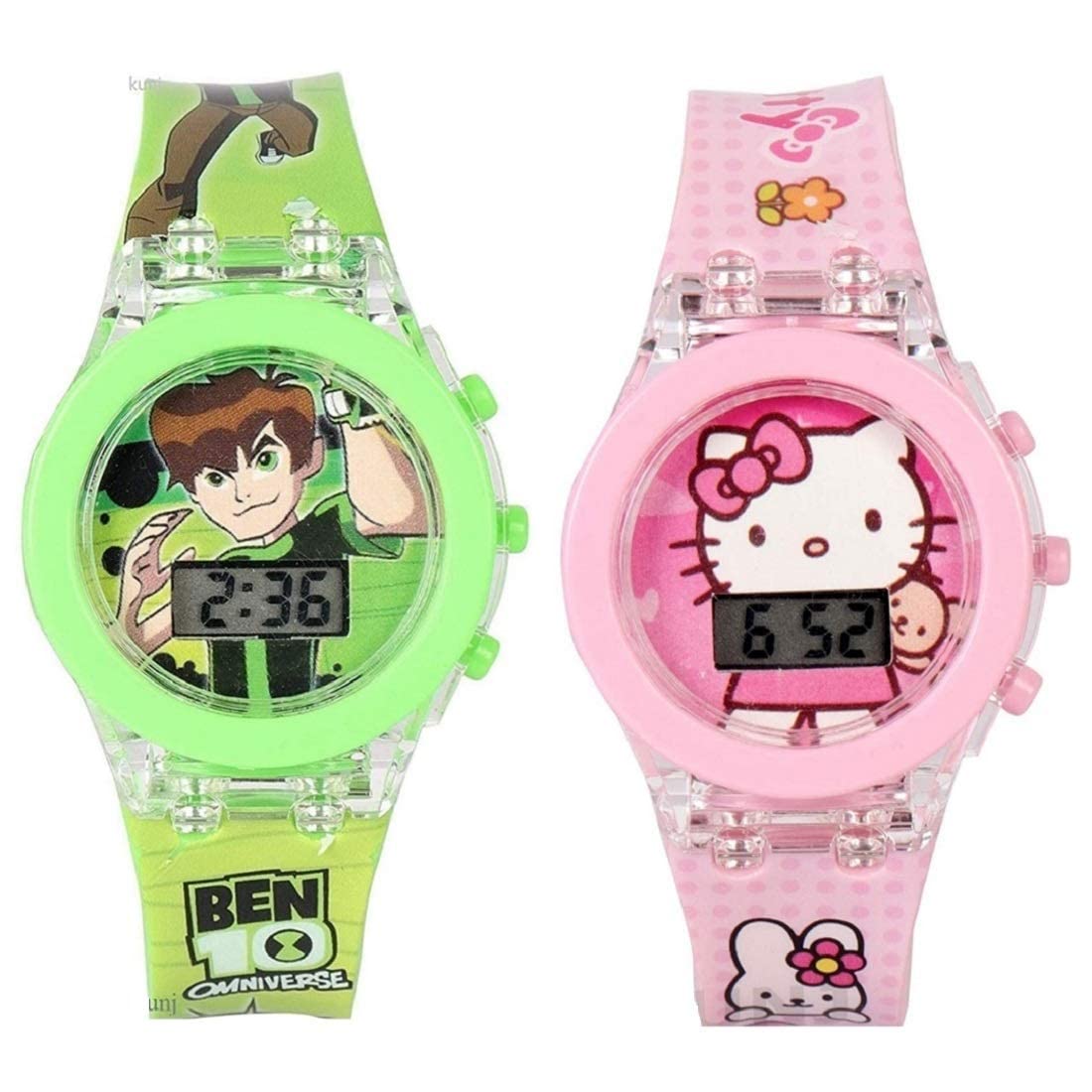 Emartos Rubber Glowing Ben-10 Digital Watch For Boys/Glowing Pink Kitty Digital Watch For Girls - For Kids, Dial_Assorted, Band_Silver (B0B46FH2Y9) Amazon Price History, Amazon Price Tracker