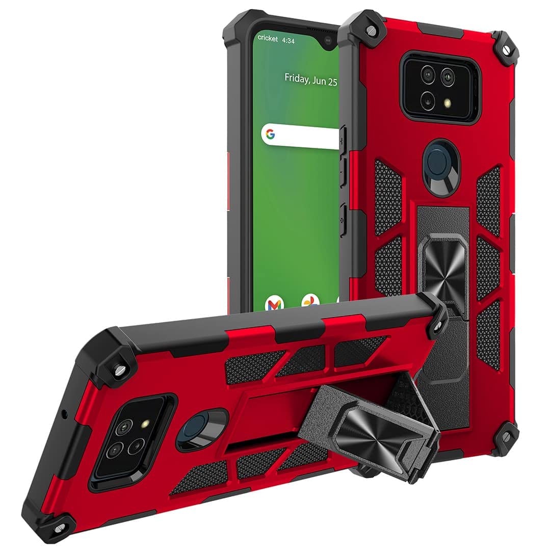 Rome Tech Phone Case for Cricket Ovation 2 / AT&T Maestro Max 6.82 - Armor Cases with Kickstand Military Grade Cricket Ovation 2 Phone Case with Stand - Cricket Ovation 2 Protective Case - Red