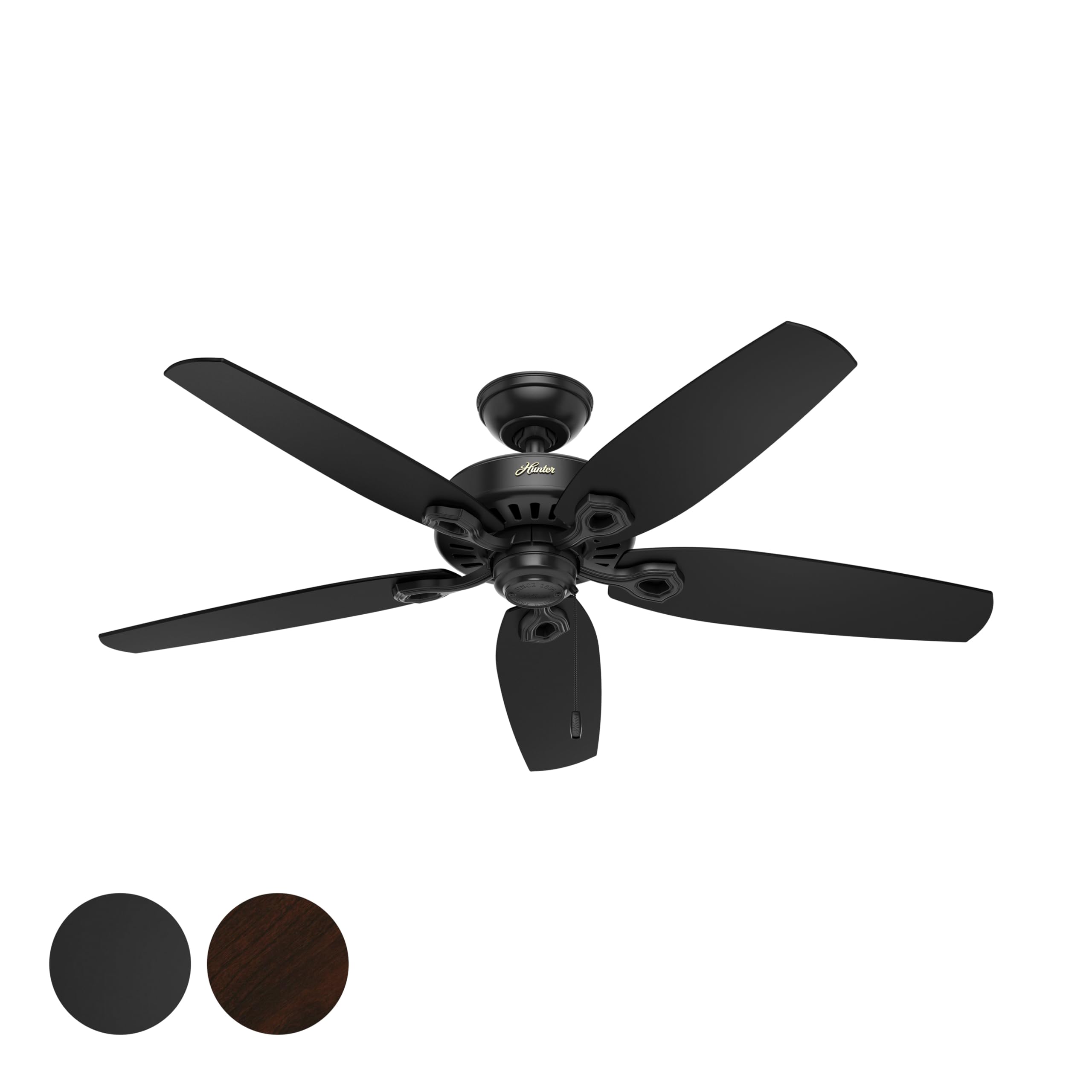 Hunter Fan 52 inch Outdoor Ceiling Fan in New Bronze with 5 Stained Oak Fan Blades (Renewed) (Matte Black)