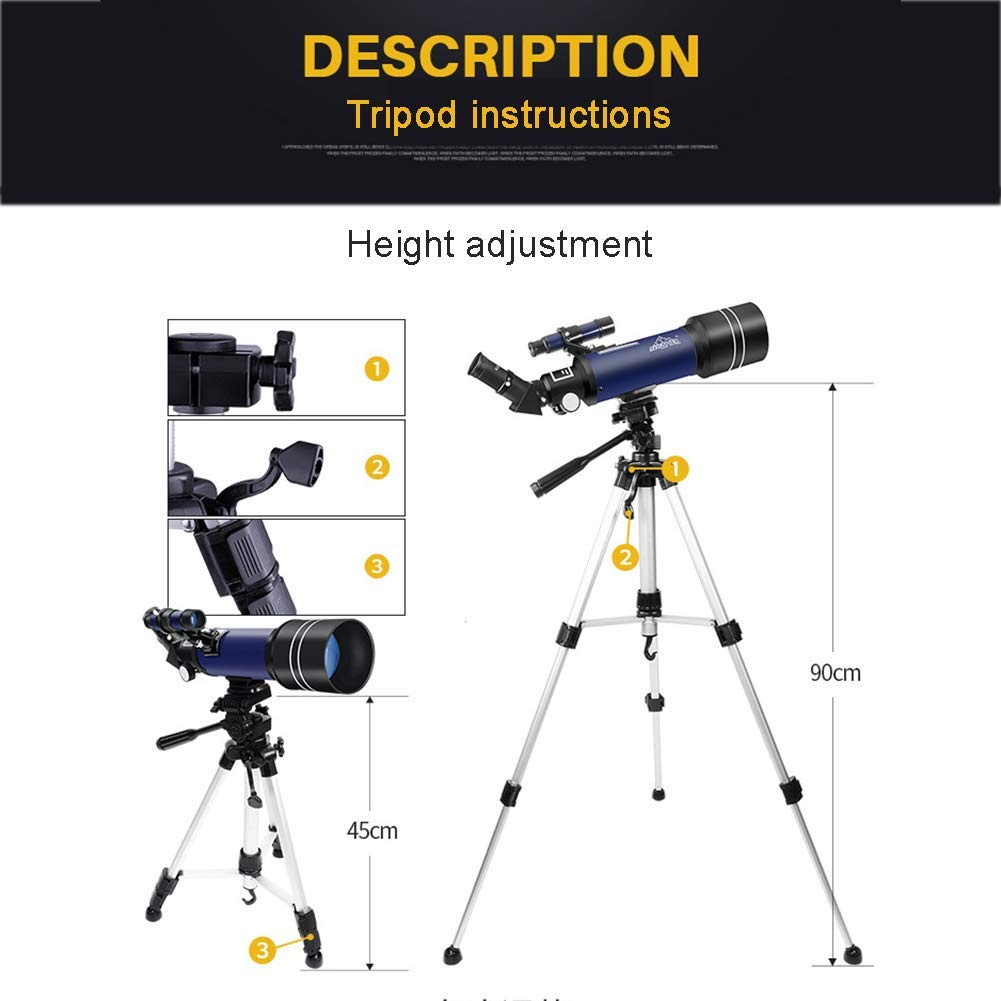 Telescopio astronómico de 70 mm para niños con trípode, telescopio para Principiantes y Adultos, Juguetes educativos CIE