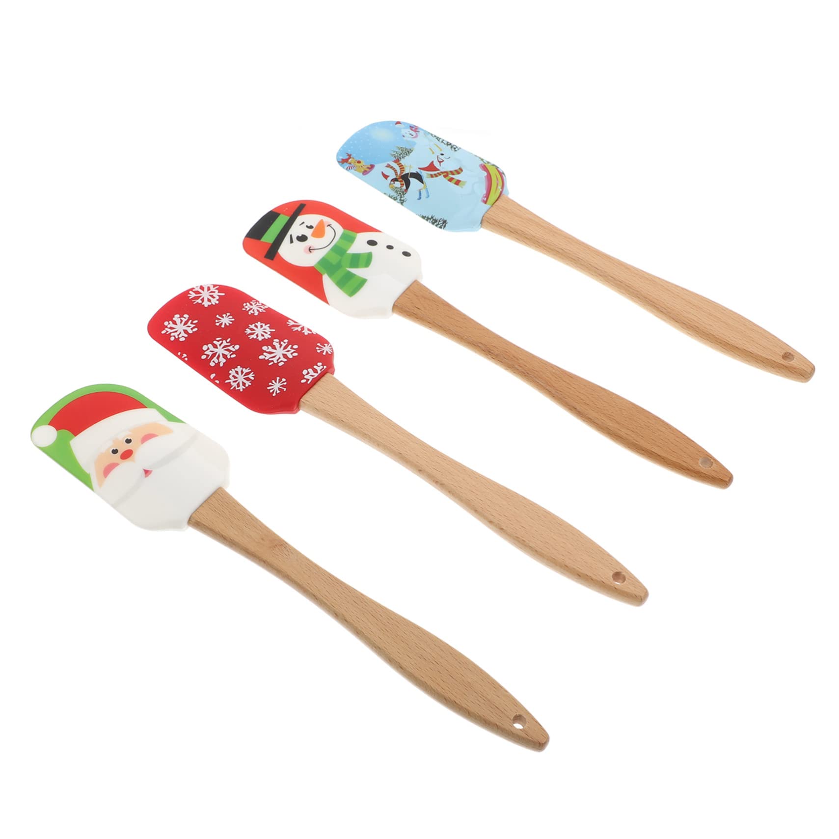 COLLBATH 4 Piezas Espátulas de Silicona para Crema de Diseño Navideño Herramientas para Repostería Ergonómico y Antideslizante Aptas para y Decorar Pasteles
