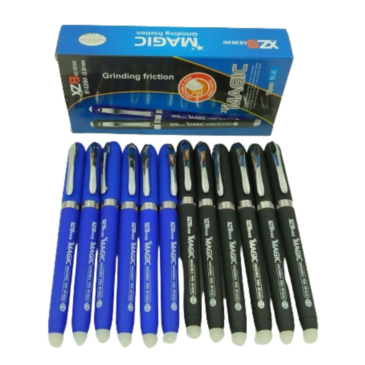 Caneta Mágica Apagável Xzb Bt-826m Caixa 12un Azul E Negro