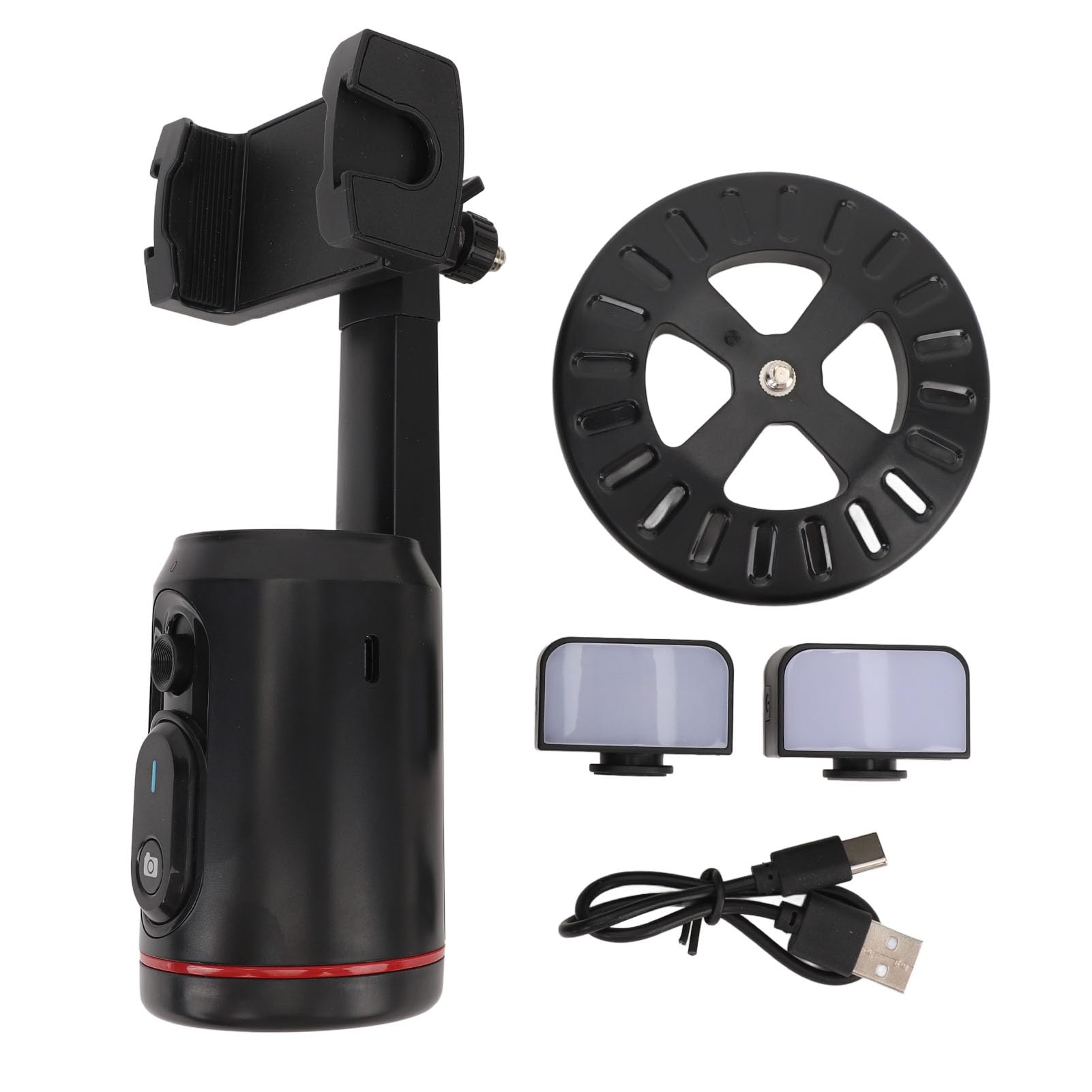 Soporte para Teléfono con Seguimiento Automático Inteligente, Soporte para Teléfono Recargable con Rotación de 360° con Control Remoto, Luz de Relleno para Transmisión en Vivo,
