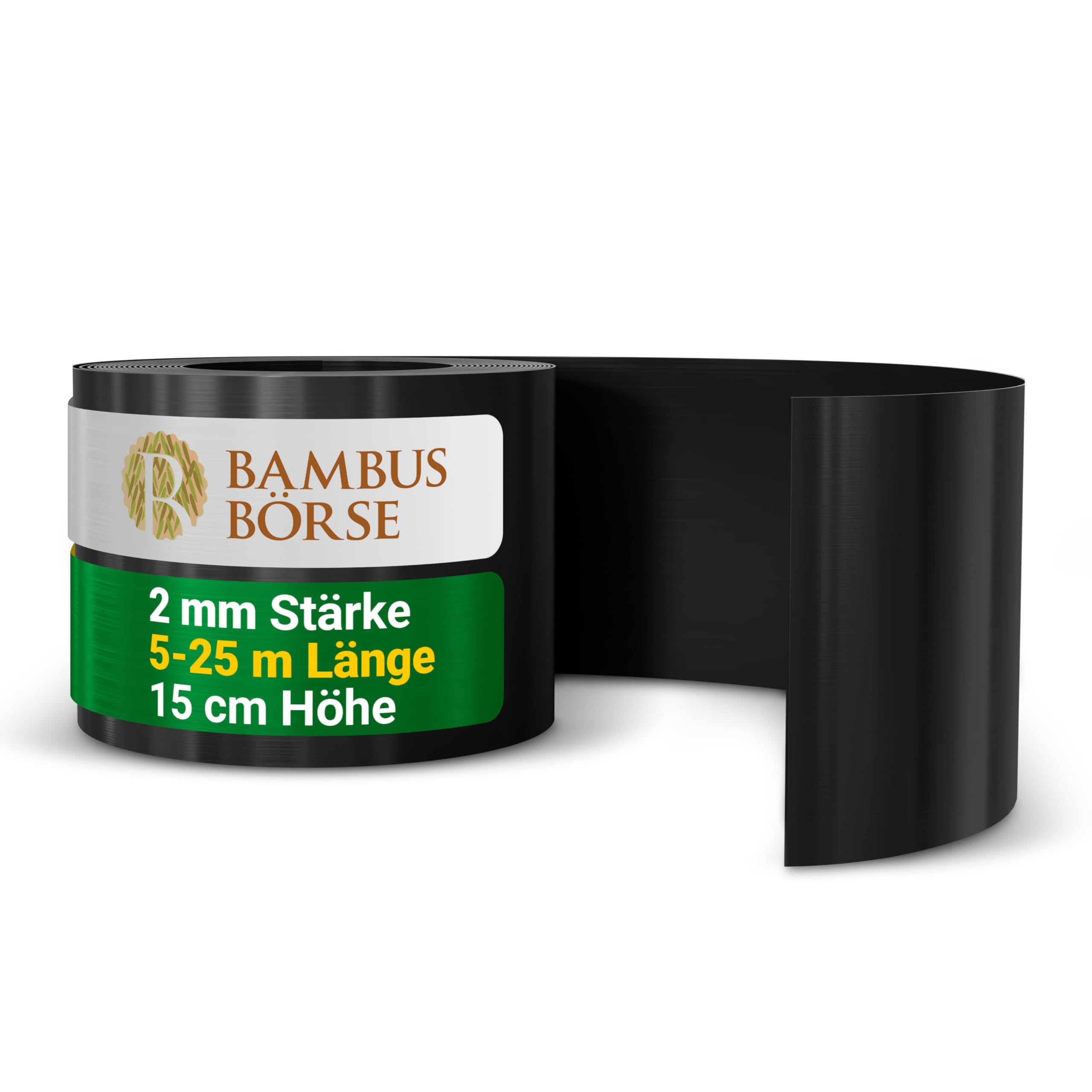 Rasenkante - Beetabgrenzung 15 cm hoch, 25 m lang aus HDPE Kunststoff - Flexible Beeteinfassung & Rasenbegrenzung wetterfest, UV-beständig, langlebig, einfache Montage - Beetkante Rolle
