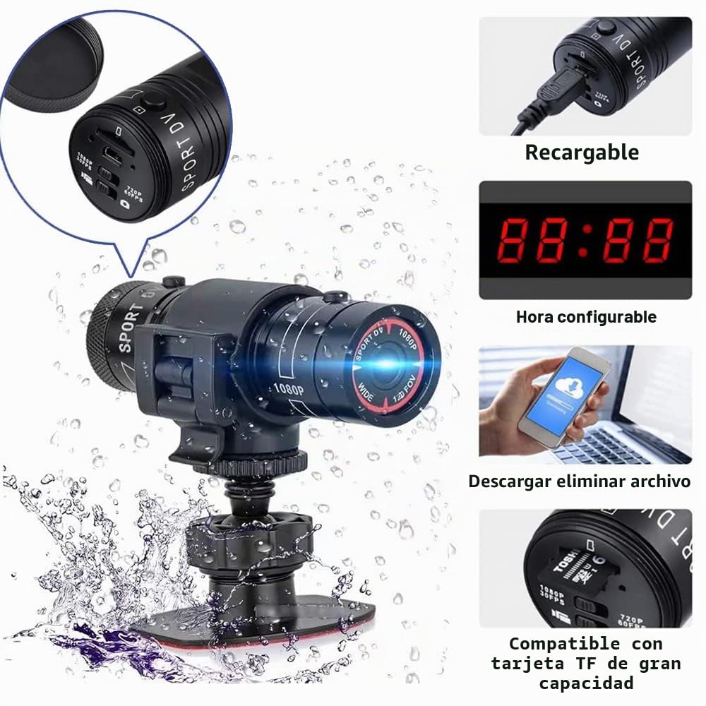 TKMARS Mini Deportes cámara 1080p Full HD acción Impermeable Deporte Casco Moto Casco cámara de vídeo DVR AVI Video Camcorder Ayuda 32 GB TF Tarjeta Ideal para Escalada Esquí Equitación