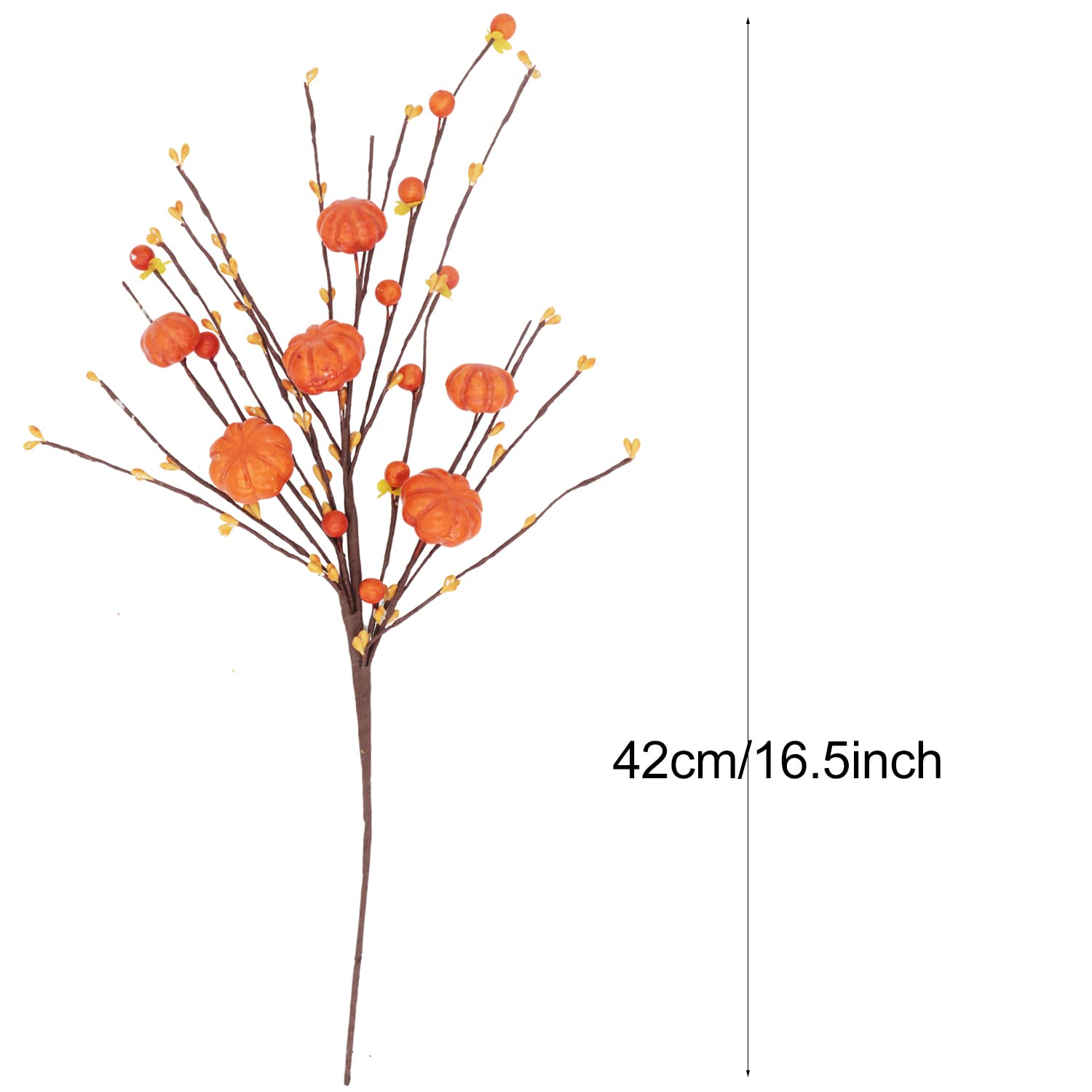 SPWOLFRT Autumn Pumpkin Berry Stems, 4 Pcs Artificial Halloween Pumpkin Berry Picks Thanksgiving Stems for Home Centerpiece Vase Windowsill Decoration Fall Celebration (4, Orange)