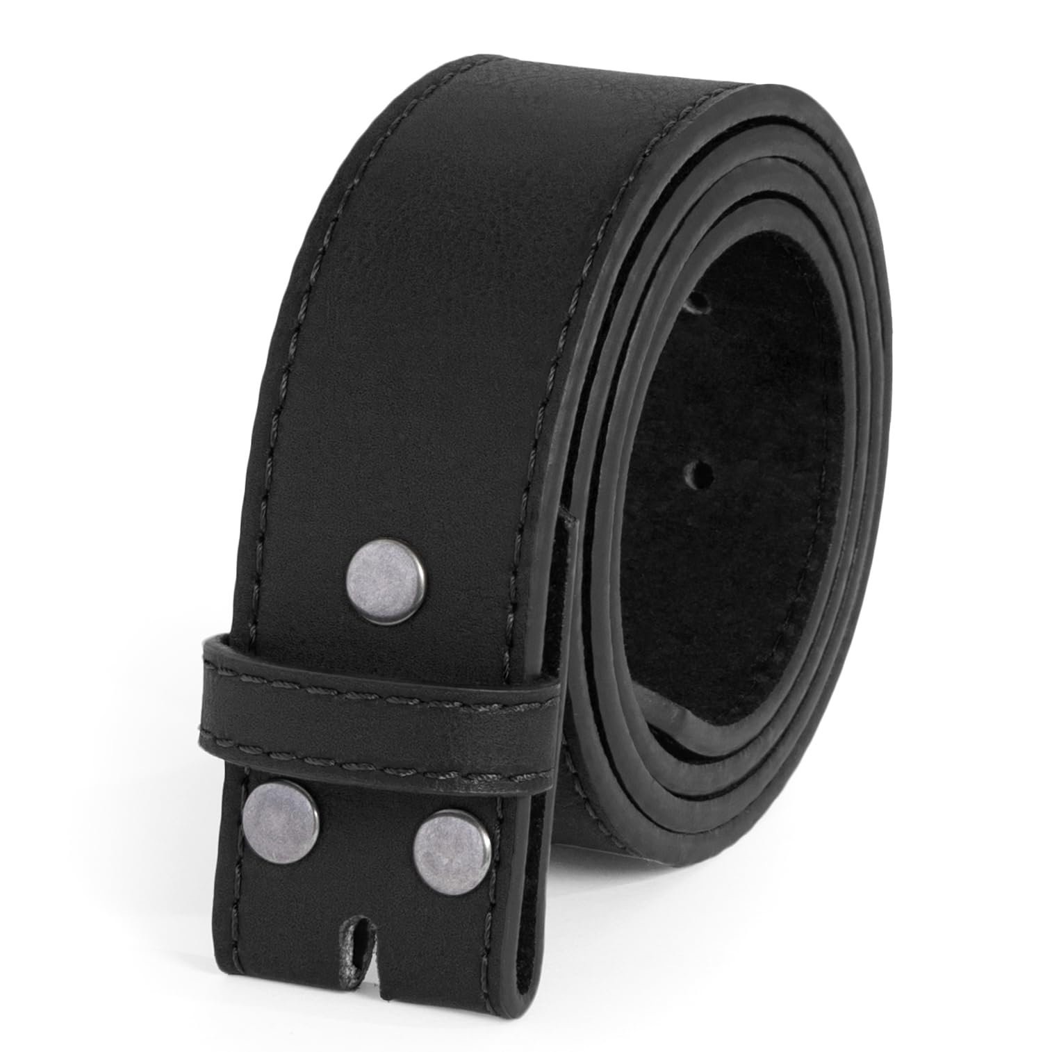 Leather Belt Strap with Vintage Distressed Texture 1.5" Wide with Snaps and without Buckle