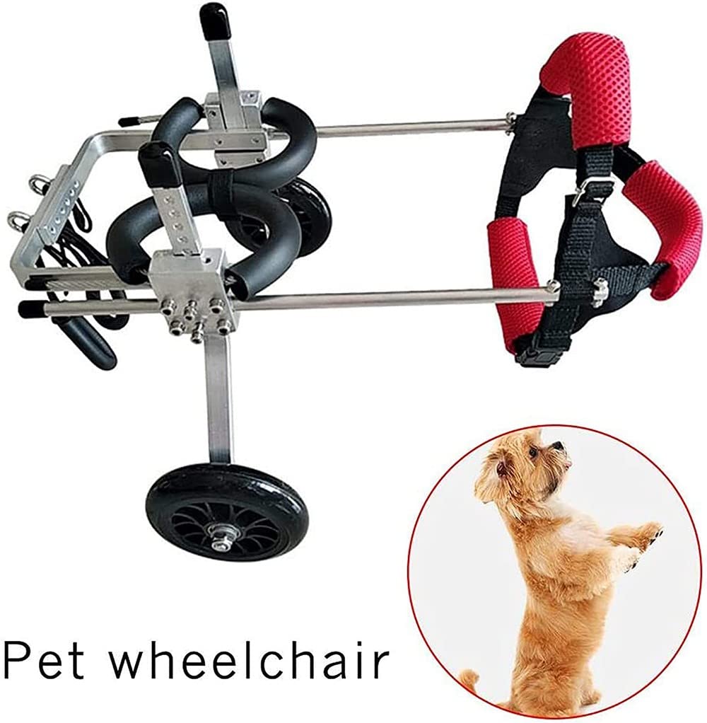 REMEK Sedia A Rotelle per Cani Regolabile, Carrozzina per Disabili Piccoli, Medi E Grandi Zampe Posteriori Animali Domestici Gatti Cani Zampe Posteriori Deambulatore