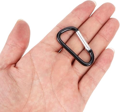 Miniatura 2 de Mosquetón de aluminio en forma de D, 100 unidades, con clip de resorte, llavero con hebilla de mosquetón pequeño, gancho caribeño para camping,