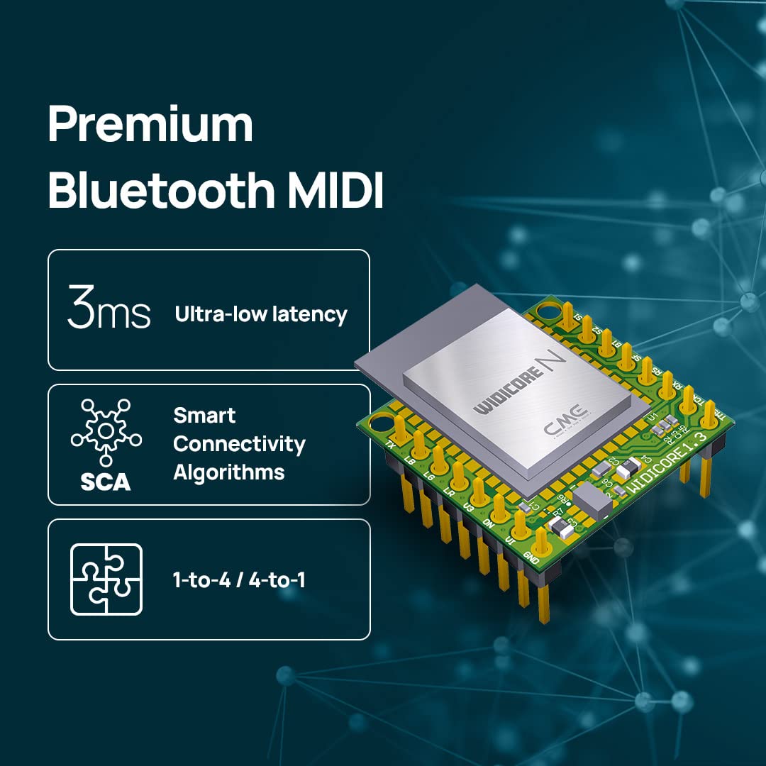 CME WIDI Core N – Moduł Bluetooth MIDI (BLE) DIY dla Programistów, Płytka Breakout z Wbudowaną Anteną, Niewlutowane Złącza Pinowe do Własnej Integracji, Nie do Modernizacji Urządzeń CME