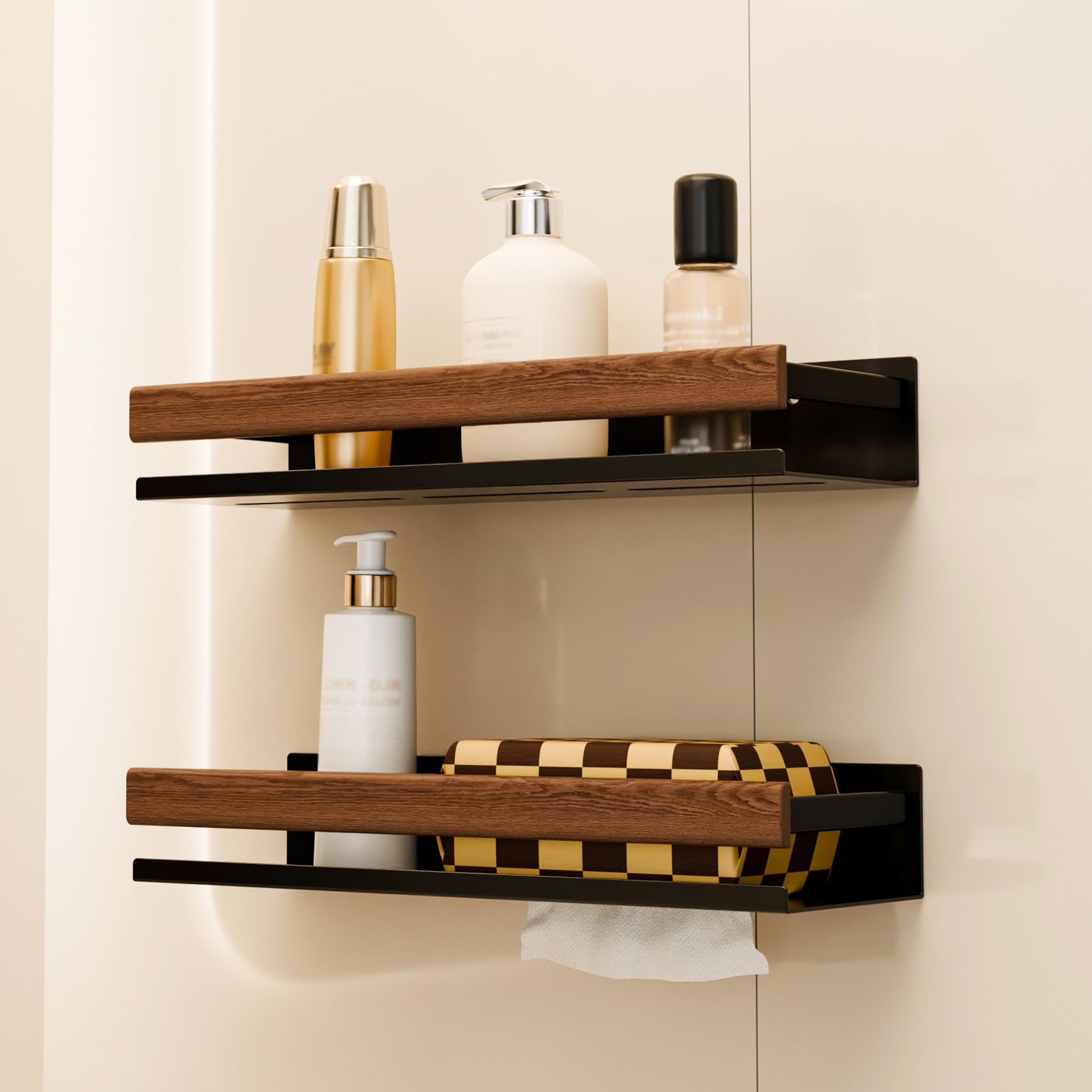 AVAIENE Shower canddy S-28CM-2PCS Multi-Layer Perforated Bathroom Storage Rack Water-Resistant and Rust-Proof Large Capacity Storage Rack Suitable for