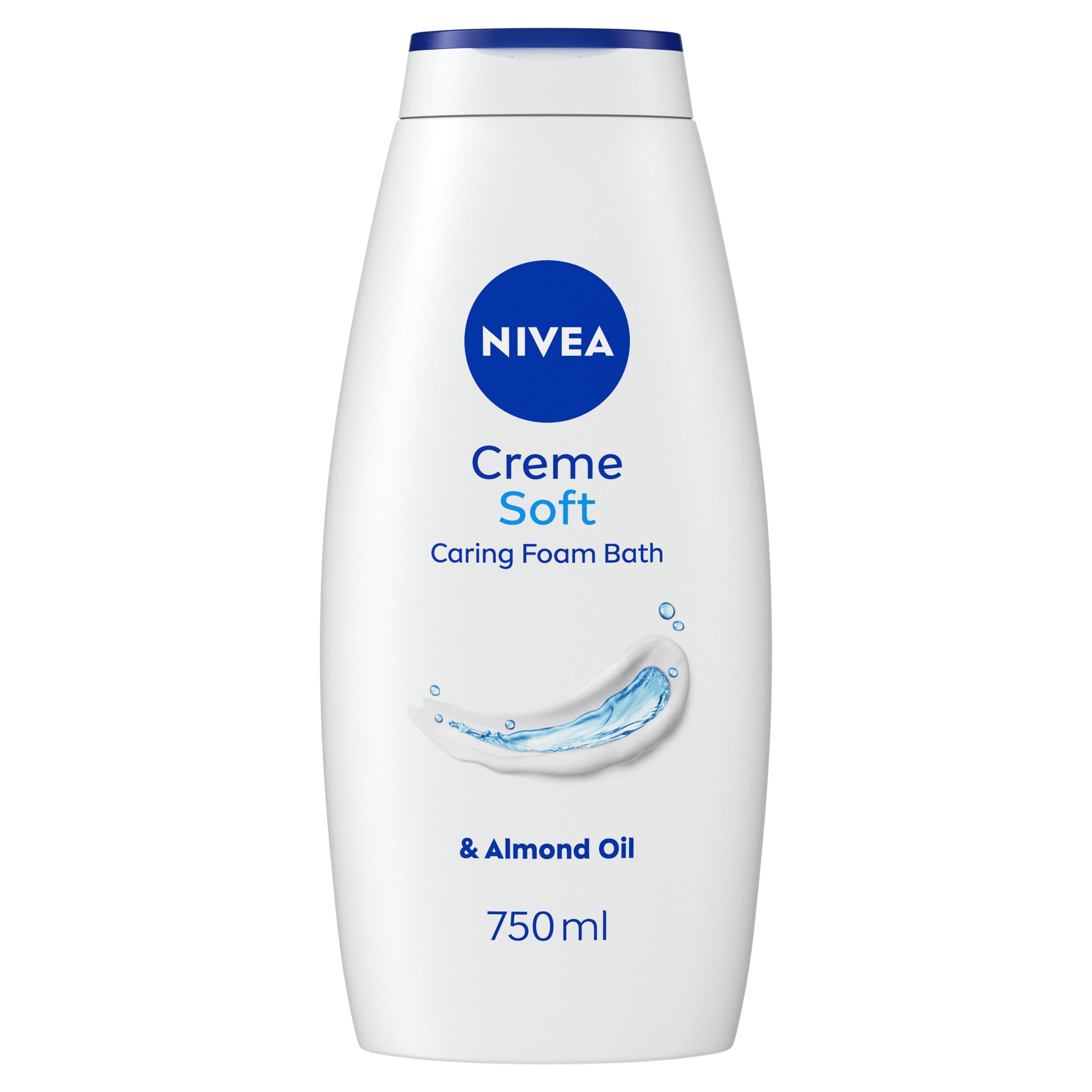 NIVEA Crème Soft Shower & Bath Foam (750ml), Caring Bath Body Cream Enriched with Almond Oil, Moisturising Body Wash