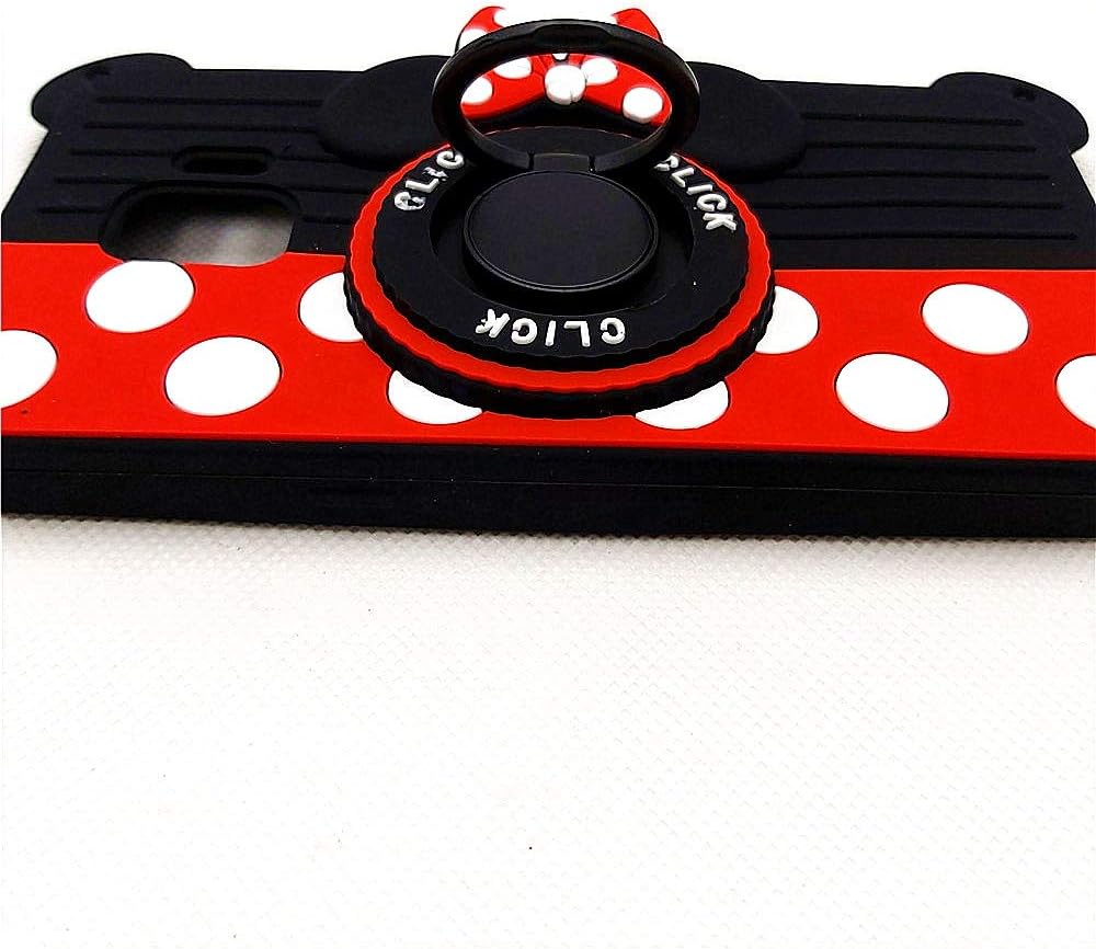 Galaxy J2 Core Case, Galaxy J2 Dash Case, Galaxy J2 Pure J2 Shine Case Minnie 3D Camera Ring Grip Holder Kickstand Teens Girls Women Soft Silicone Rubber Cover for Samsung Galaxy J2 SM-J260 (J2)