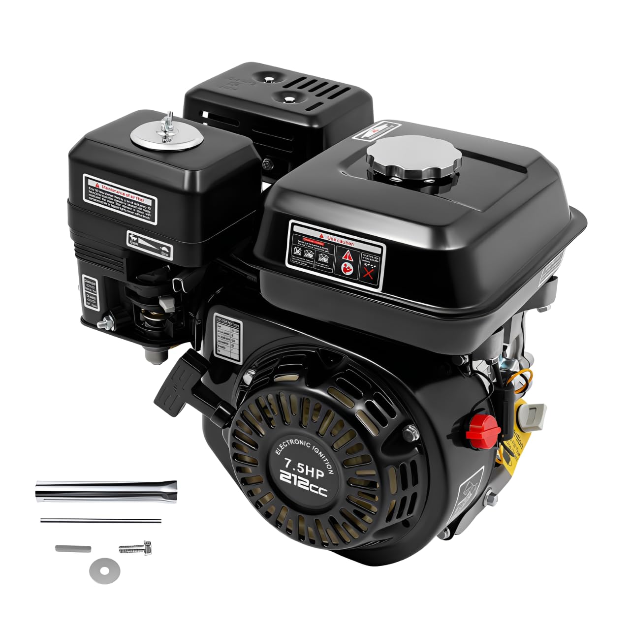 Motor de gasolina de 4 tiempos, 7,5 CV, motor de estacionamiento, motor de karting, 4 kW, enfriado por aire, eje de 20 mm de diámetro, protección contra escasez de aceite, cilindrada de 212 cc