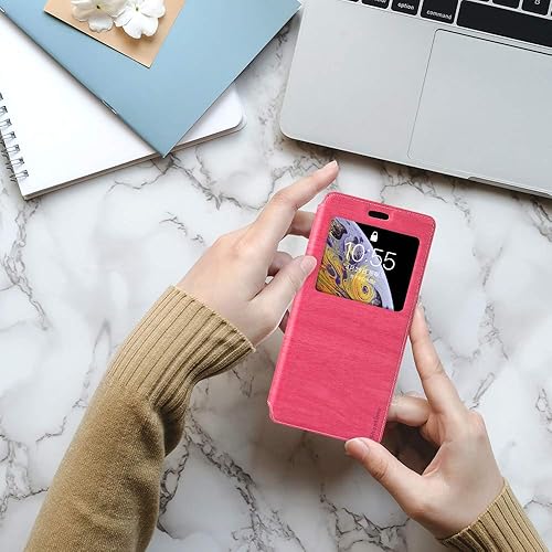 Miniatura 7 de Shantime Funda para Xiaomi Redmi Note 12 Pro funda de cuero de grano de madera con tarjetero y ventana tapa magnética abatible para Xiaomi Redmi