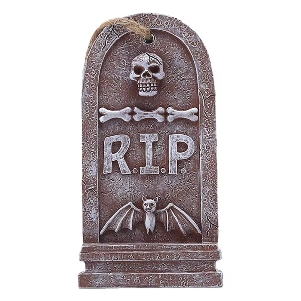 Vjsujehgy Halloween Tombstone Decoration Resin Spooky Ornament Halloween Outdoor Tree Pendant Decoration for Halloween