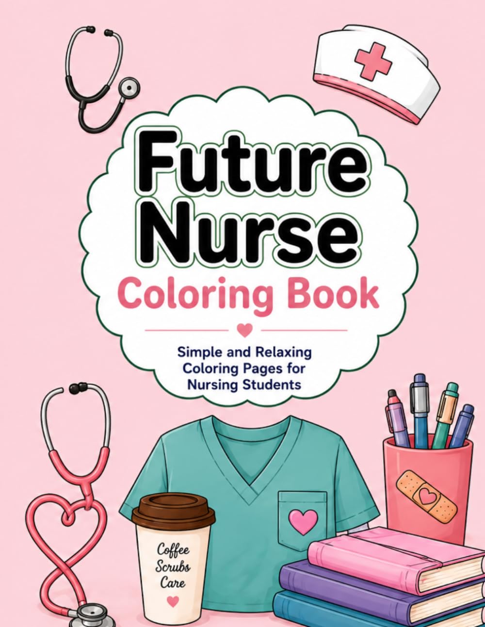 Future Nurse Coloring Book: Simple and Relaxing Coloring Pages for Nursing Students