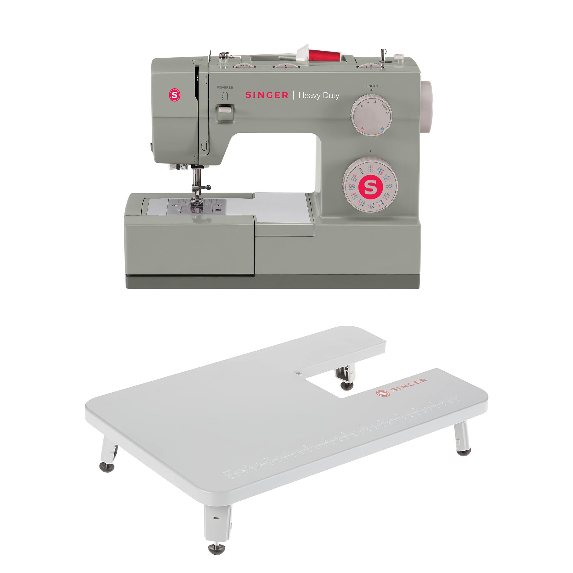SINGER | Heavy Duty 4452 Sewing Machine + SINGER 4411, 4423, 4432, and 4452 Mechanical Heavy Duty Sewing Machines Extension Table, Gray
