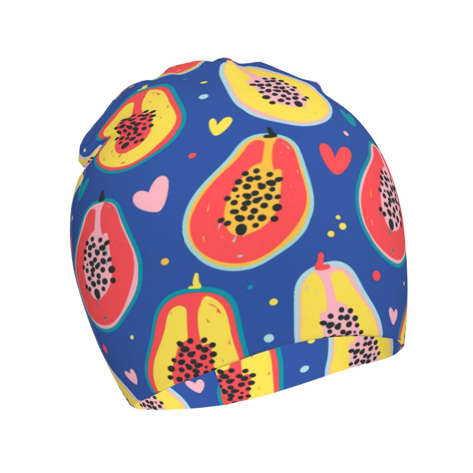 Fruit of Papaya Pattern Kids Beanie Hats Warm Knit Beanie Cap Skull Caps Gifts Decor for Boys Girls White