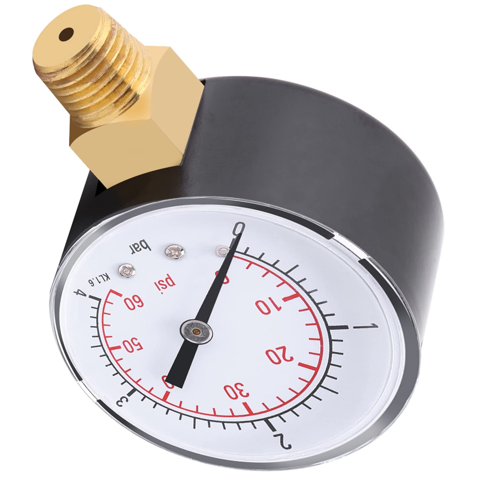 Estink Manometro di Pressione Idraulico, 50 mm, 0-4 bar/0-60 psi, 1/4" NPT, per Aria Olio Acqua