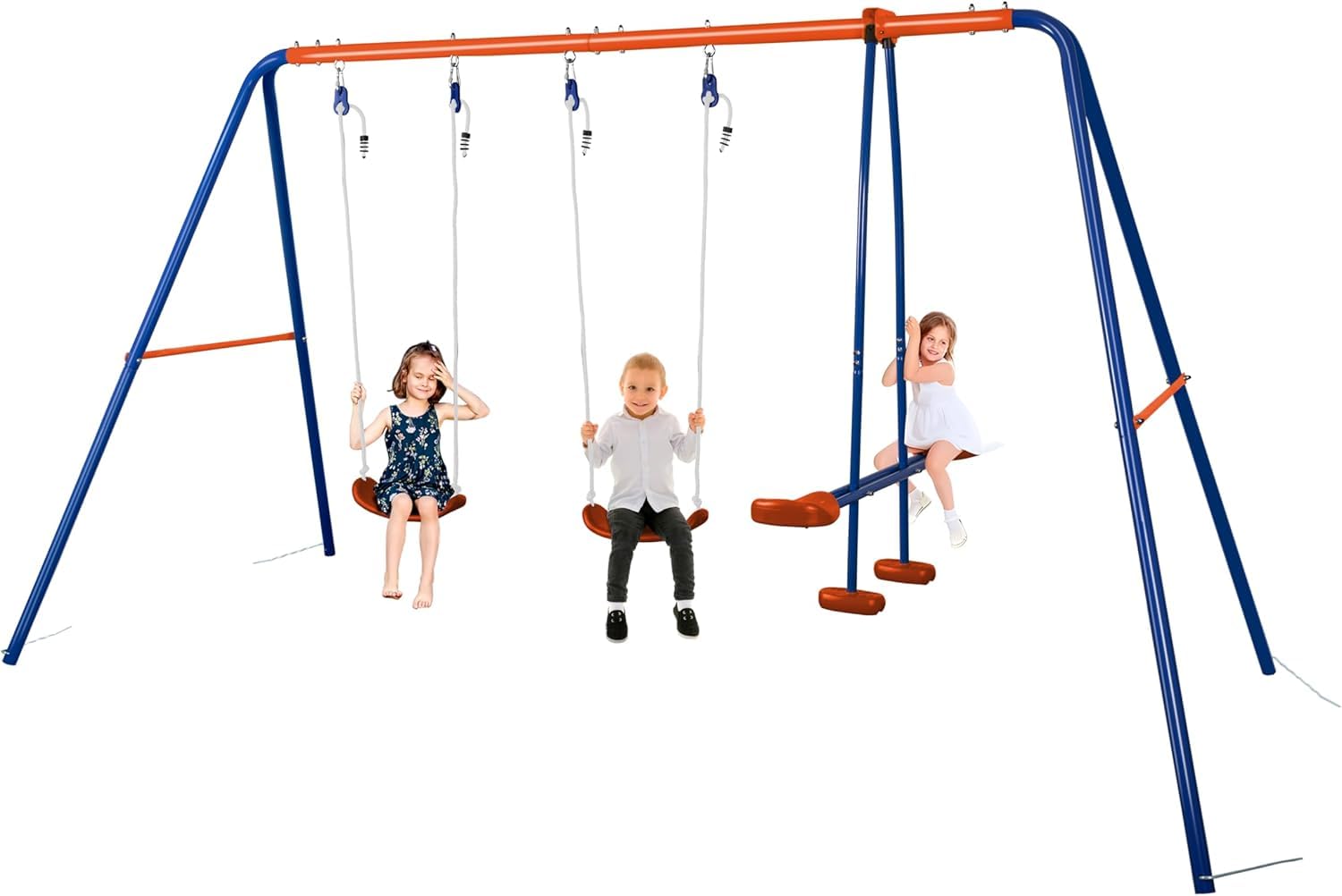 HLC Metal Kids Garden Swing Set
