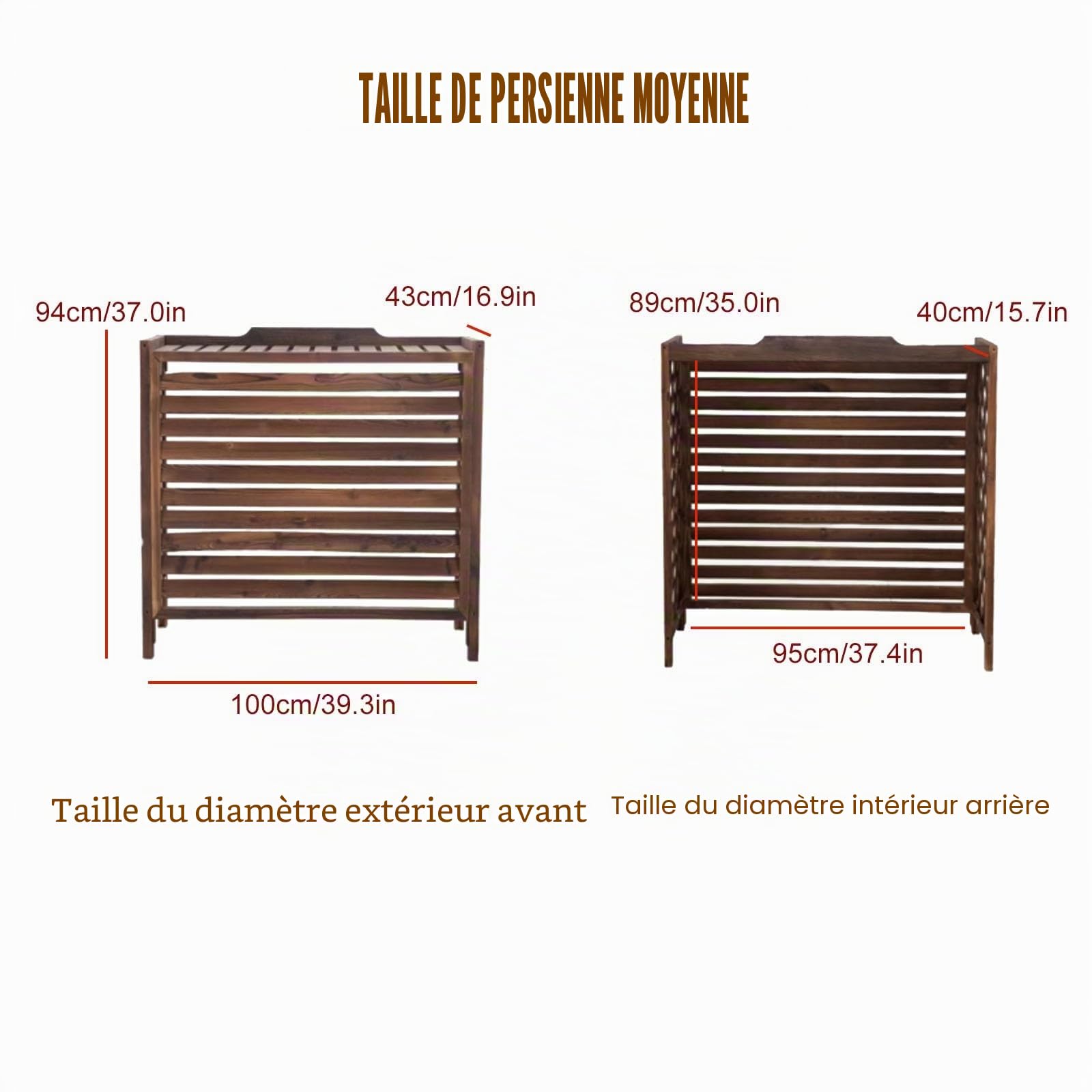 Cache Climatiseur Exterieur Bois Massif Cache Clim Exterieur Couvre-Tablette De Radiateur pour L'extérieur pour Cacher Le Climatiseur, 4 Tailles(M)
