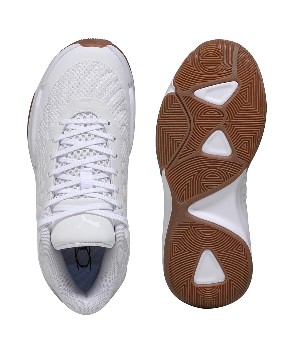 PUMA | Court Pro 2 Youth Basketball Shoes | White-Gum | 3UK 4