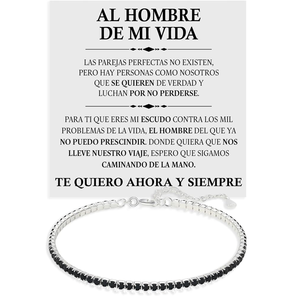 Bramart Pulsera Hombre Al Hombre de Mi Vida Plata Esterlina 925 Cumpleaños Ideas Regalos para él, Pulsera Novios Tenis oro Idea Regalo Navidad - Caja con DEDICATORIA incluida