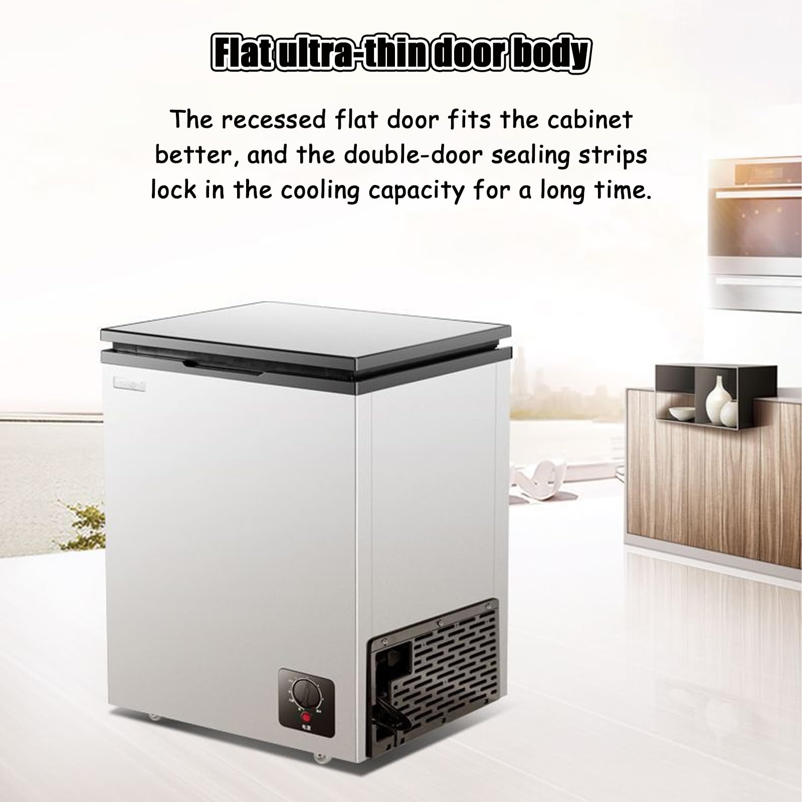Chest Freezer Deep Freezers With Adjustable Thermostat & Ultra-Quiet Operation, Top Open Design, Space-Saving Compact Size For Food And Meat Storage In Dorm, Apartment, And Home Kitchen Gray 55l on Fridge.com - View 2