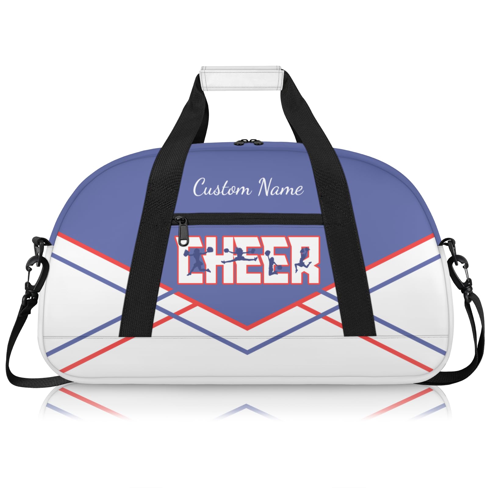 Personalised Cheerleading Duffel Bag for Girls | Custom Name Waterproof Sports Bag for Cheer, Gym & Travel | Cheerleader Team Gifts Bag with Adjustable Shouler Strap, Blue-Gray Red White