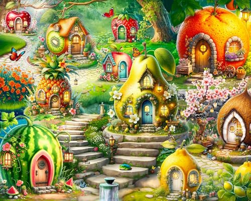 Puzzle de 500 piezas Springbok Fruitful Dream Village para adultos con piezas cortadas únicas, materiales ecológicos, hecho en EE. UU. miniatura 1