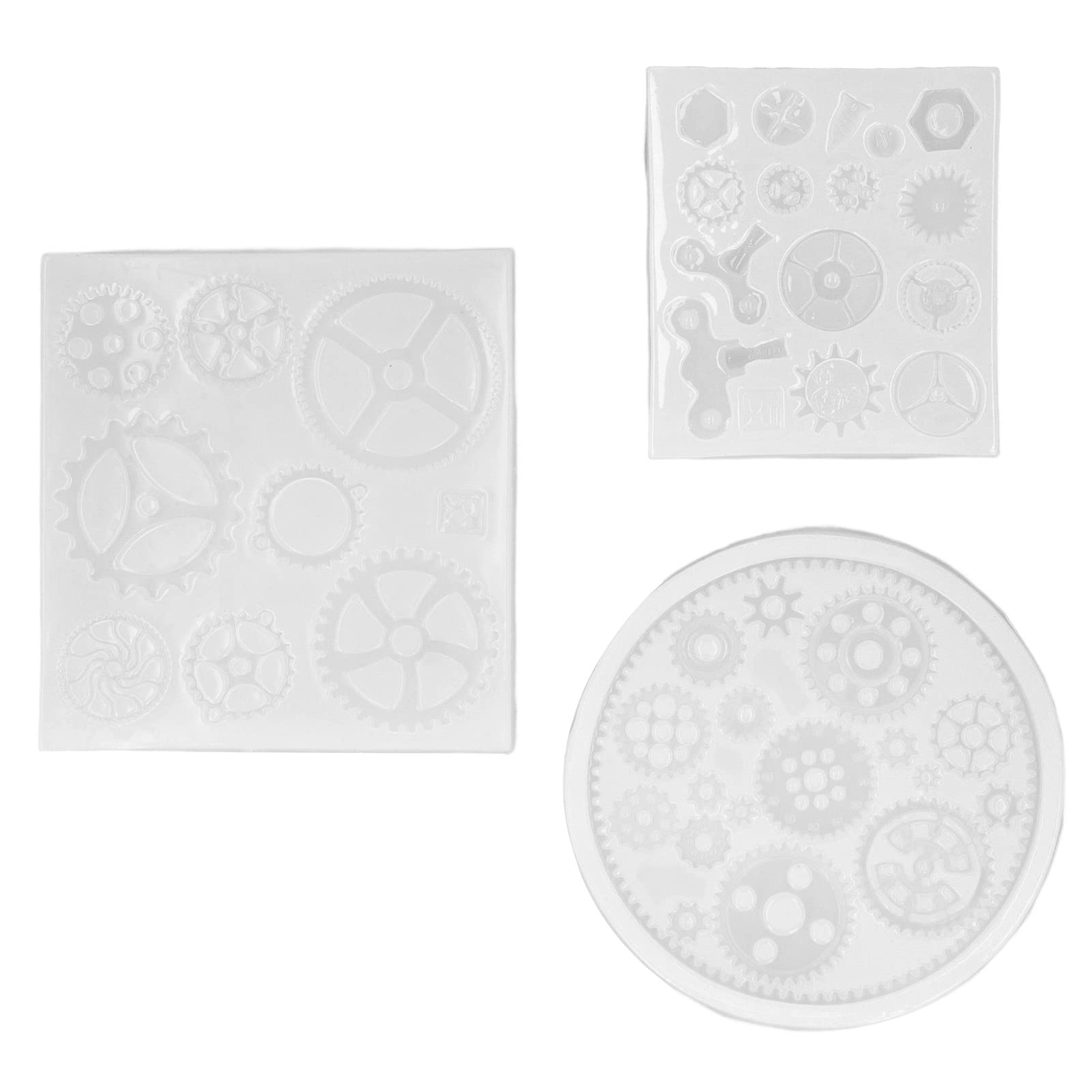 Gear Silicone Form Industrial Punk Style Mirror Flash Handwork Craft, Steampunk Gears Silicone Frame for Clay Decoration
