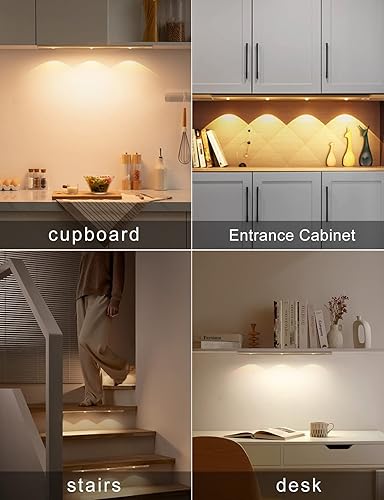 Miniatura 3 de GARTO Luces LED inalámbricas para debajo del gabinete luces de armario debajo del mostrador con sensor de movimiento tira de luz corrugada