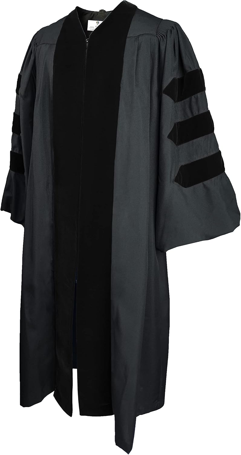 GradPlaza GraPlaza Unisex Economical Doctoral Gown With Velvet Graduation Gown