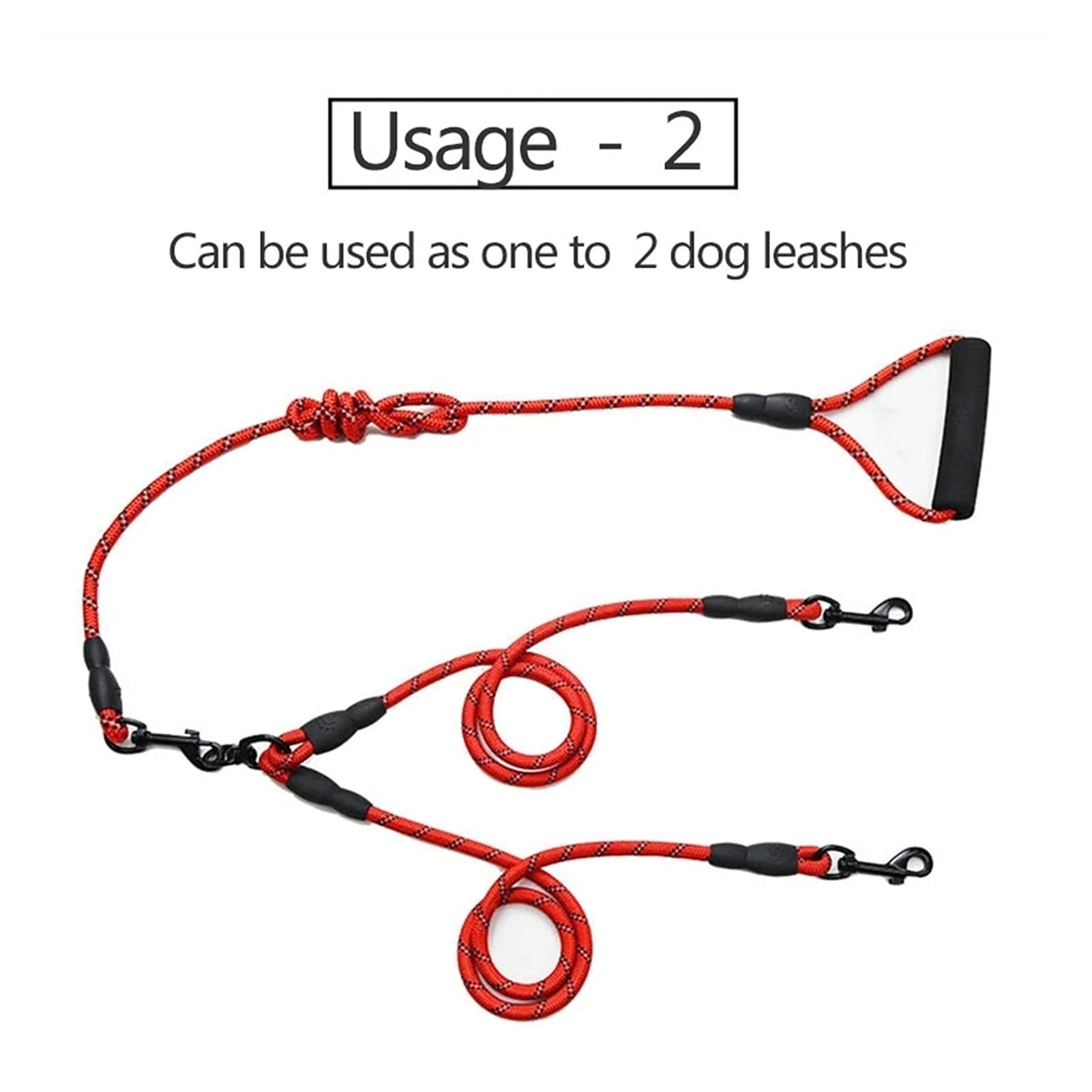 Guinzaglio for cani, guinzaglio retrattile for cani, guinzagli doppi in nylon Doppio cane luminoso staccabile Guinzaglio for addestramento a mano Catena riflettente for cuccioli Accessori for animali