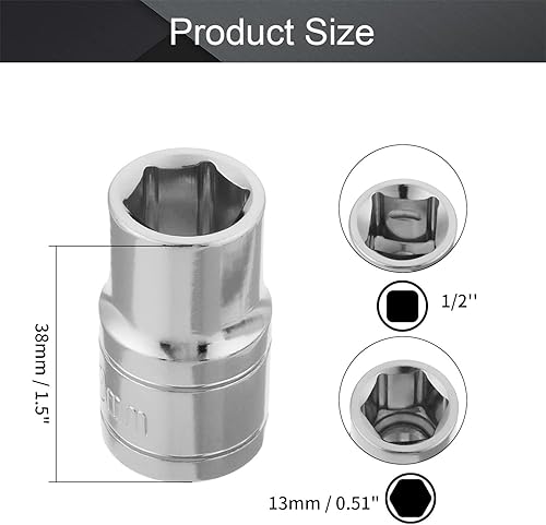 Miniatura 9 de Utoolmart 12 pulgada de cabeza de accionamiento de broca hexagonal de 0.354 in, enchufes de acero CR-V, altura de 1.5 "(38 mm), herramientas de