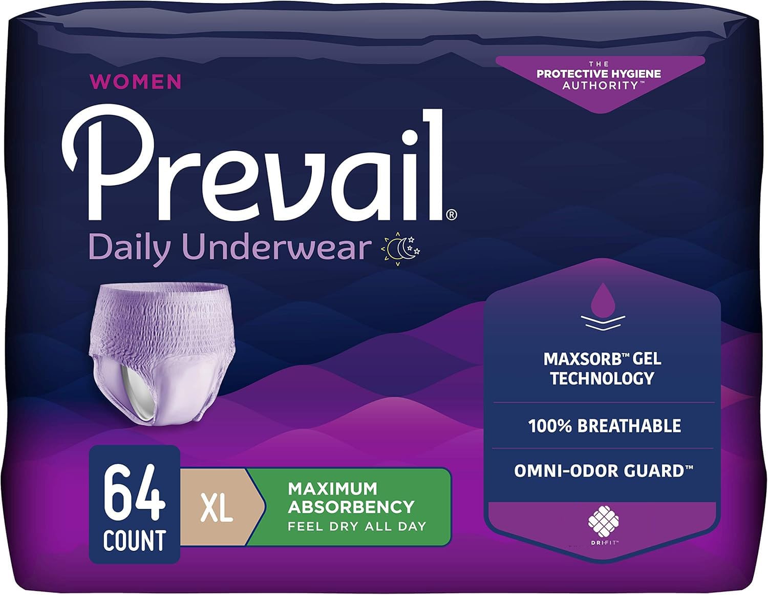 Prevail Proven | X-Large Pull-Up | Womenâ€™s Incontinence Protective Underwear | Maximum Absorbency | 64 Count