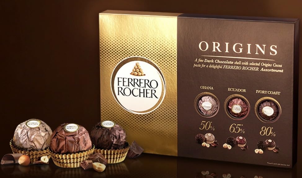 フェレロロシェ オリジンズ アソート, ORIGINS,ダークチョコレート 50%/65%/80%, 300g, 24個入り《NABIT.専用》