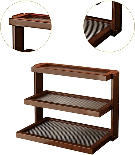 Miniatura 4 de Coffee Mug Organizer Shelf 3 Tier Display Stand Wooden Desk Organizer Storage Rack for Makeup