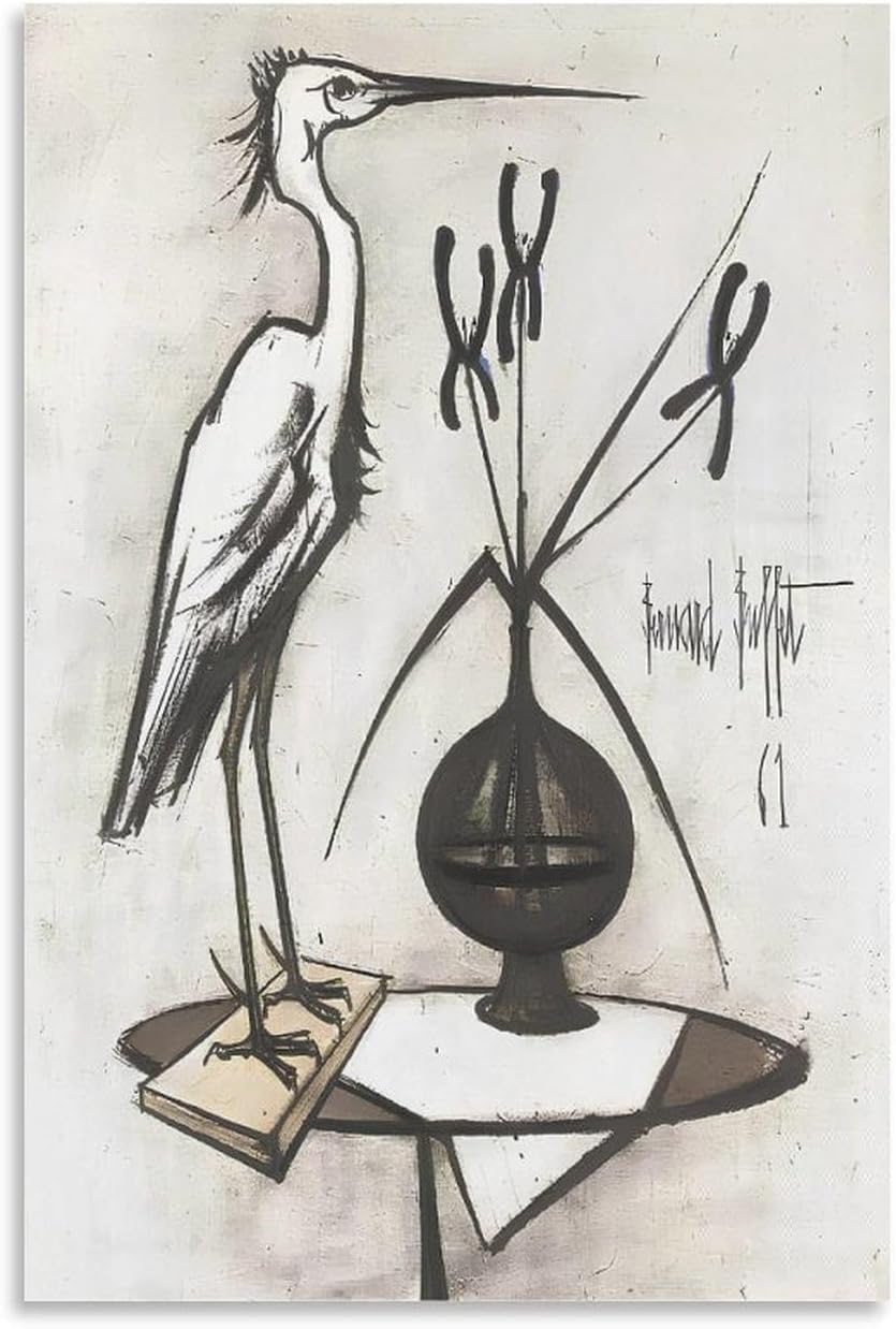Rikin Liuff Stork by Bernard Buffet Canvas Poster Wall Art Home Decor 40x60cm Framel