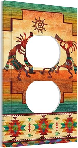Placas de pared para receptáculo dúplex de 1 pandilla, tamaño gigante, kokopelli, nativo americano, negro, africano, mujeres, hombres, danza,
