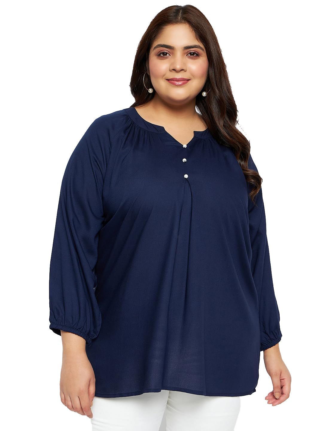 VINAANSolid Viscose Rayon Longline Regular Fit Plus Size Top for Women (Available Sizes-XL, XXL, 3XL, 4XL, 5XL)