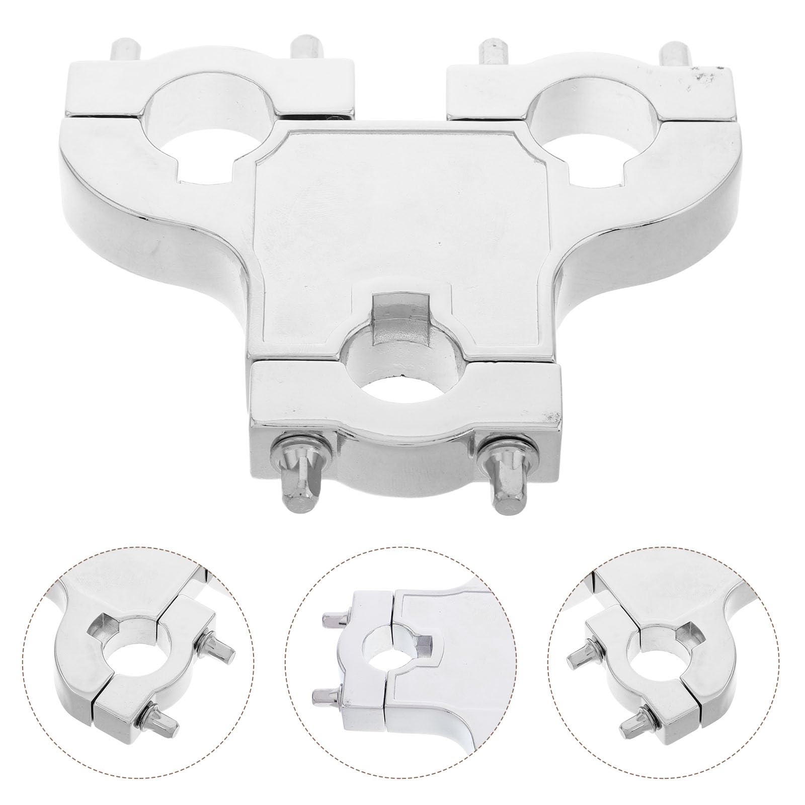 Homoyoyo Abrazadera Metálica Ajustable para Batería 3 Orificios, Soporte para Rack de Tubos, Accesorio Resistente y Versátil para Expansión y Montaje en Batería Electrónica